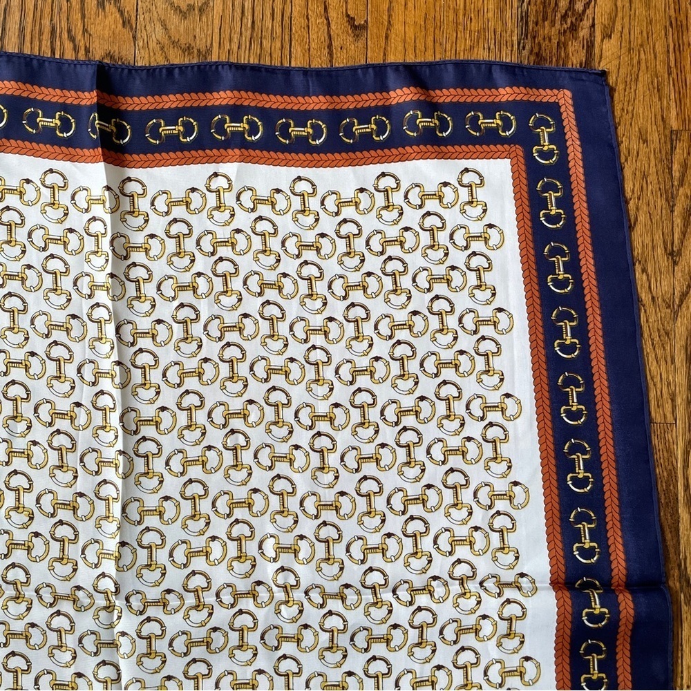 Vintage Horse bit Equestrian Square Scarf Regency Preppy Old Money Riding Polo - Picture 14 of 16